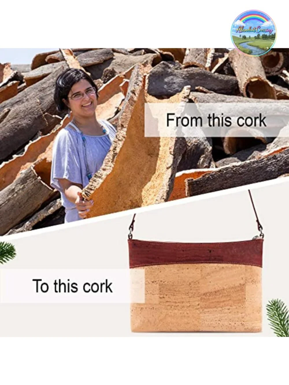 Vegan Cork Crossbody Bag Small Non-Leather Portugal Handbag